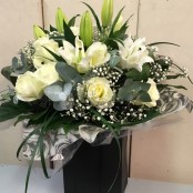 White rose and lily bouquet